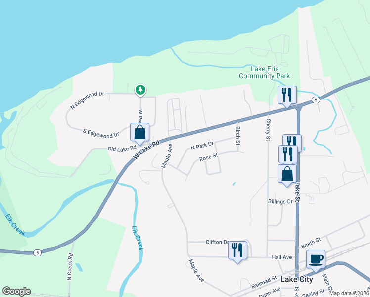 map of restaurants, bars, coffee shops, grocery stores, and more near 10336 North Park Drive in Lake City