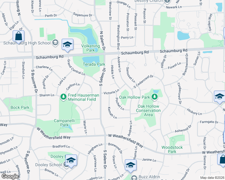 map of restaurants, bars, coffee shops, grocery stores, and more near 709 Victoria Lane in Schaumburg
