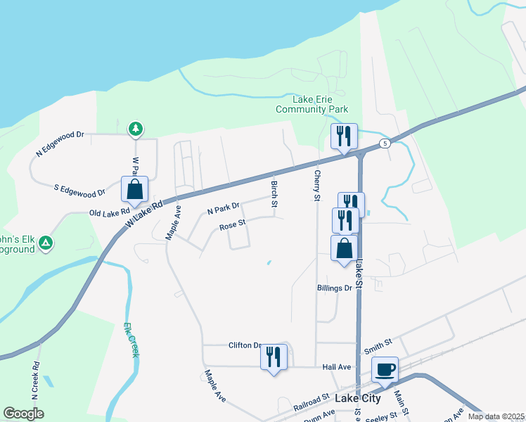 map of restaurants, bars, coffee shops, grocery stores, and more near 10264 Rose St in Lake City