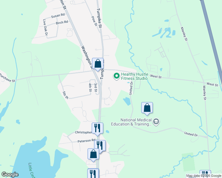 map of restaurants, bars, coffee shops, grocery stores, and more near 294R Turnpike Street in Easton