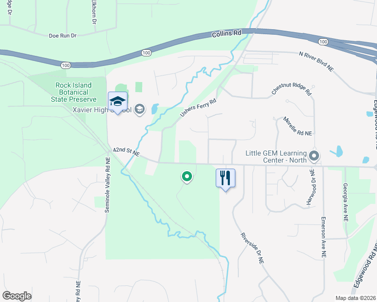 map of restaurants, bars, coffee shops, grocery stores, and more near 5650 42nd Street Northeast in Cedar Rapids