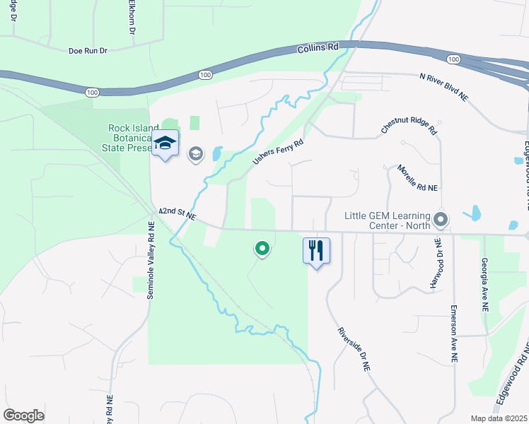 map of restaurants, bars, coffee shops, grocery stores, and more near 5650 42nd Street Northeast in Cedar Rapids