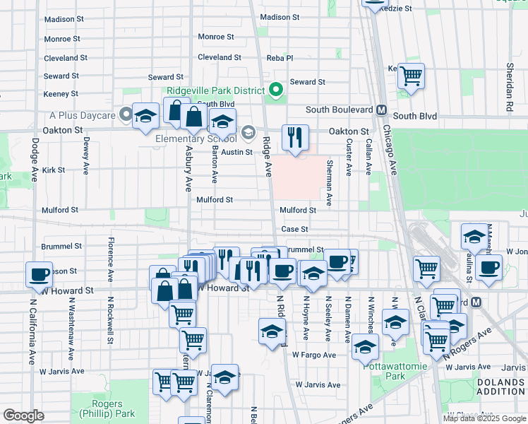 map of restaurants, bars, coffee shops, grocery stores, and more near 960 Harvard Terrace in Evanston