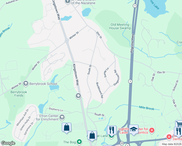 map of restaurants, bars, coffee shops, grocery stores, and more near 48 Buckboard Road in Duxbury