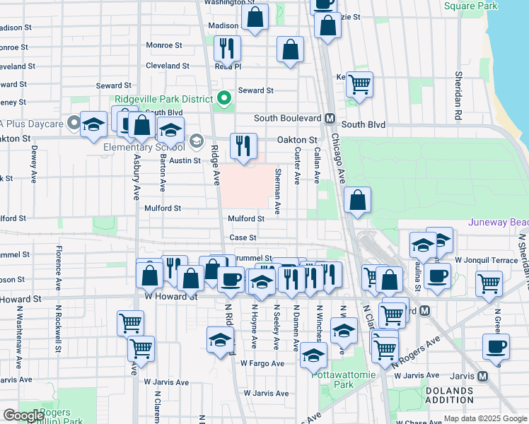 map of restaurants, bars, coffee shops, grocery stores, and more near 324 Sherman Avenue in Evanston