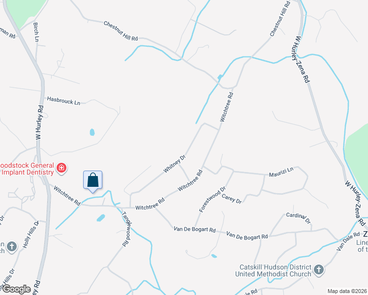 map of restaurants, bars, coffee shops, grocery stores, and more near 20 Whitney Drive in Woodstock