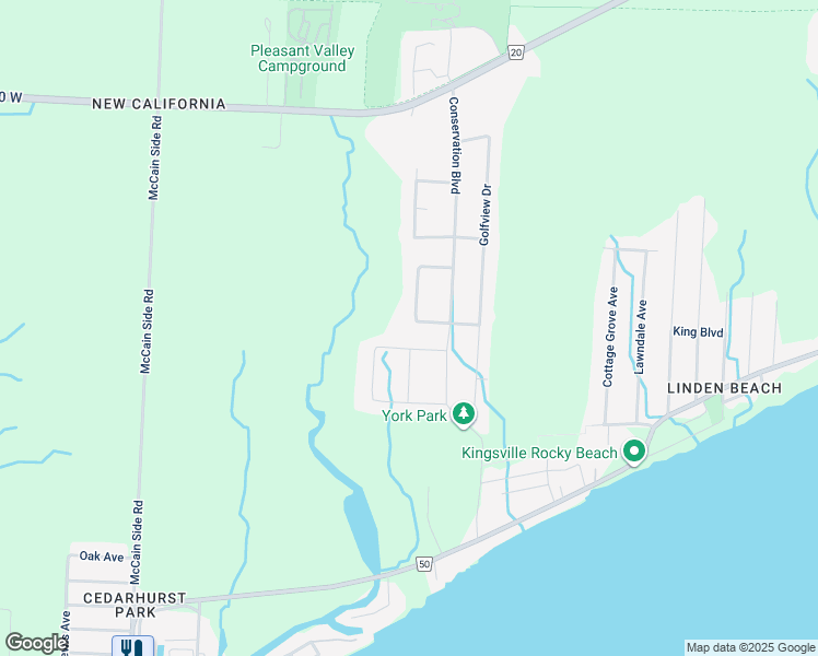 map of restaurants, bars, coffee shops, grocery stores, and more near 24 Marshwoods Boulevard in Kingsville