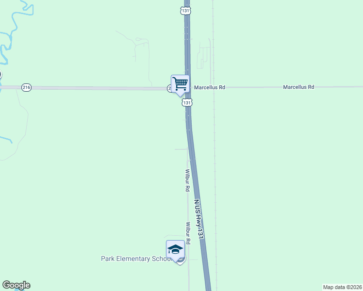 map of restaurants, bars, coffee shops, grocery stores, and more near 53238 U.S. 131 in Three Rivers