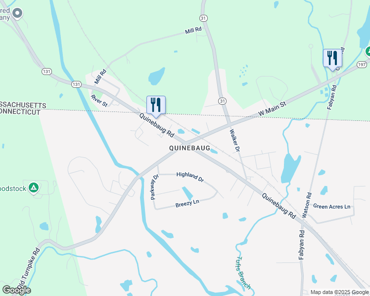 map of restaurants, bars, coffee shops, grocery stores, and more near in Thompson