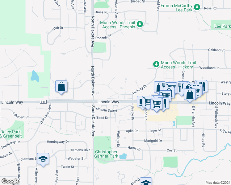 map of restaurants, bars, coffee shops, grocery stores, and more near 4300 Westbrook Drive in Ames