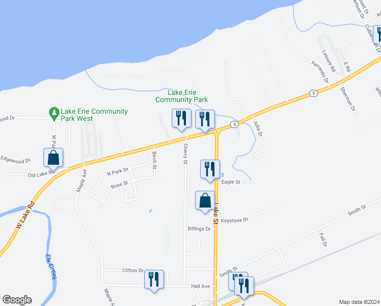 map of restaurants, bars, coffee shops, grocery stores, and more near 1055 Cherry Street in Lake City