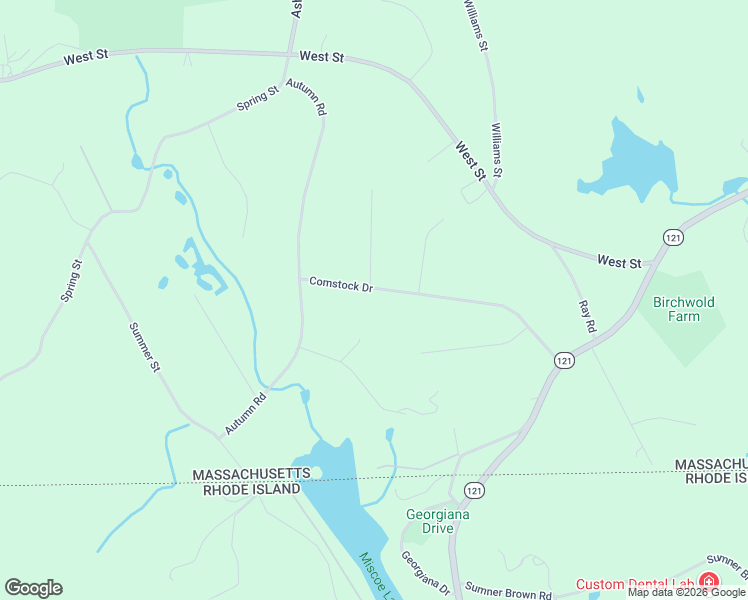map of restaurants, bars, coffee shops, grocery stores, and more near 95 Comstock Drive in Wrentham