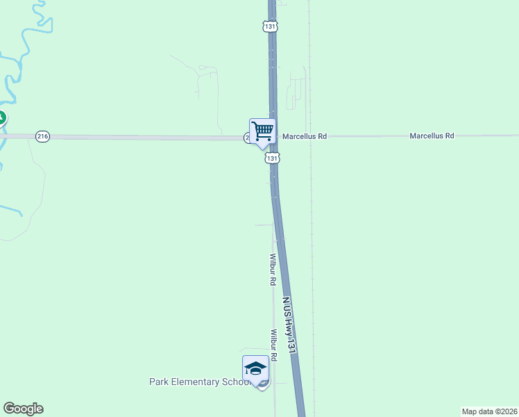 map of restaurants, bars, coffee shops, grocery stores, and more near 53238 U.S. 131 in Three Rivers