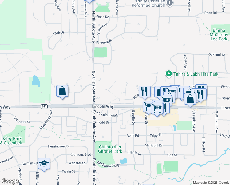 map of restaurants, bars, coffee shops, grocery stores, and more near 4201 Westbrook Drive in Ames