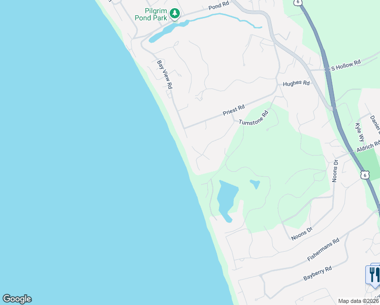 map of restaurants, bars, coffee shops, grocery stores, and more near 2 Heron Lane in Truro