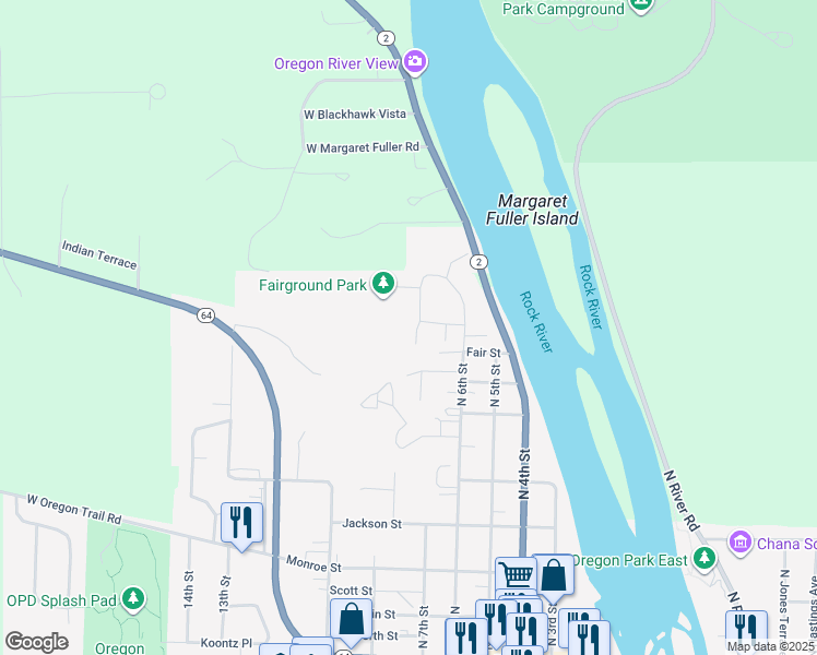 map of restaurants, bars, coffee shops, grocery stores, and more near 806 Midway Court in Oregon
