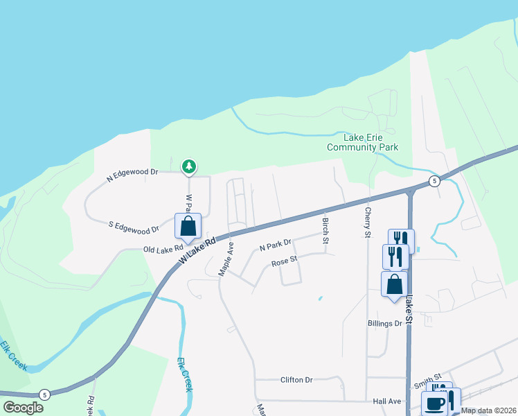 map of restaurants, bars, coffee shops, grocery stores, and more near 10352 West Lake Road in Lake City