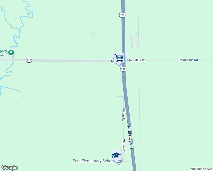 map of restaurants, bars, coffee shops, grocery stores, and more near 53188 U.S. 131 in Three Rivers