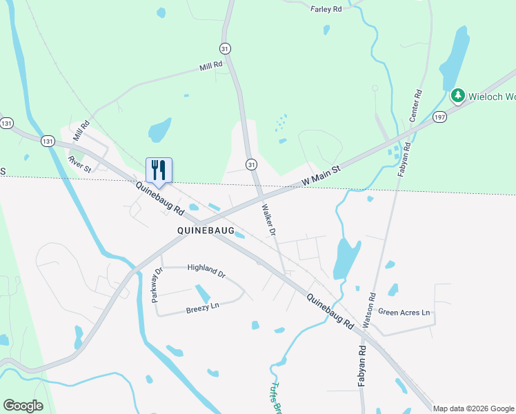 map of restaurants, bars, coffee shops, grocery stores, and more near 179 Old Turnpike Road in Thompson