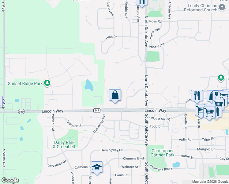 map of restaurants, bars, coffee shops, grocery stores, and more near 234 Parkridge Circle in Ames