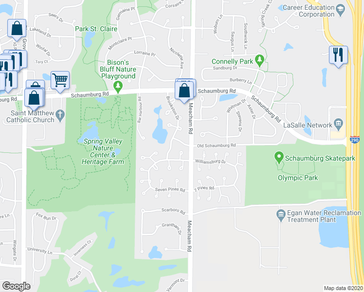 map of restaurants, bars, coffee shops, grocery stores, and more near 368 Ferndale Ct in Schaumburg