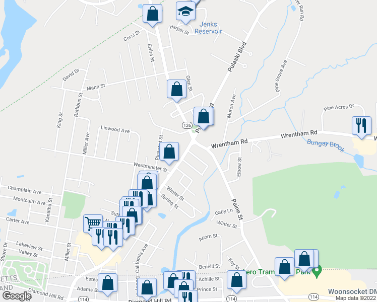 map of restaurants, bars, coffee shops, grocery stores, and more near 80 Moody Street in Bellingham