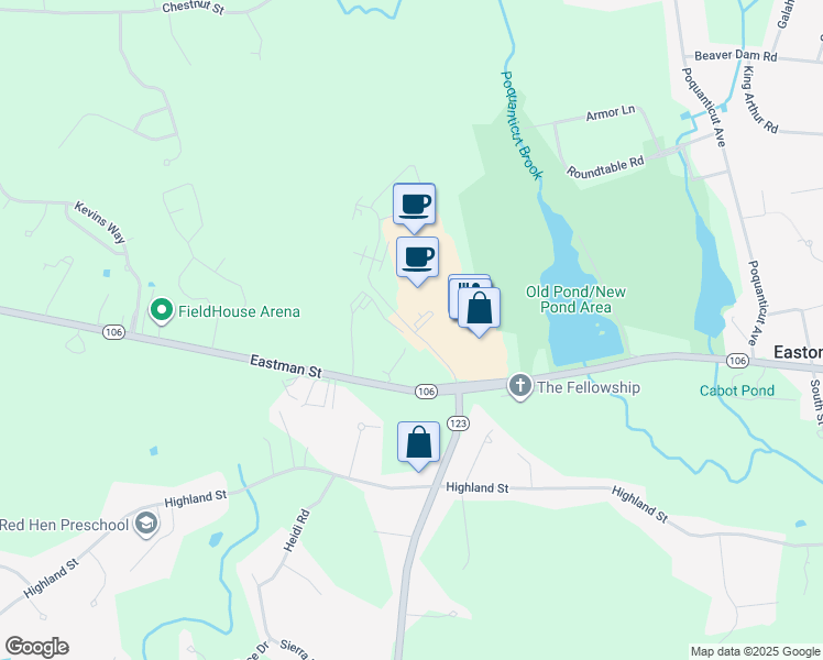 map of restaurants, bars, coffee shops, grocery stores, and more near 60 Robert Drive in Easton
