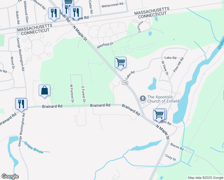 map of restaurants, bars, coffee shops, grocery stores, and more near 409 Ashmead Cmns in Enfield