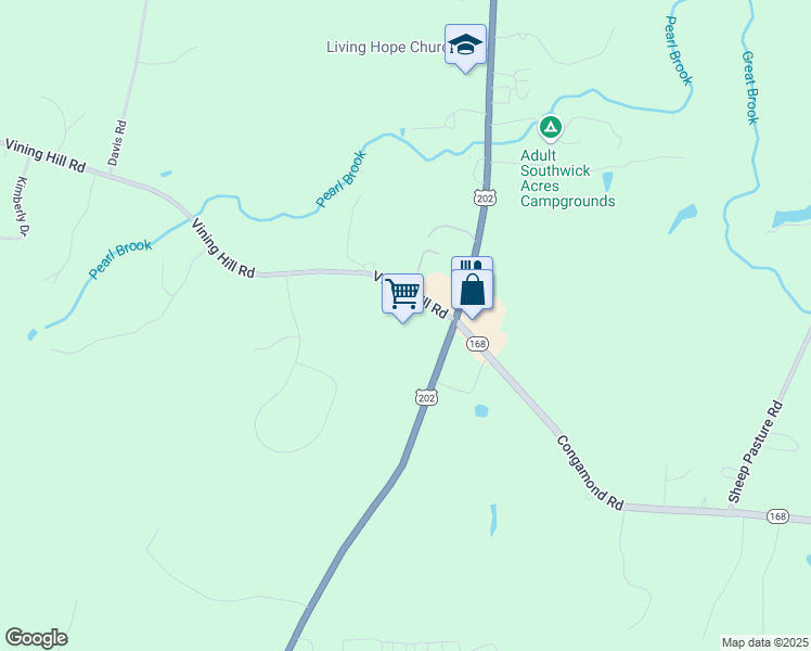 map of restaurants, bars, coffee shops, grocery stores, and more near 195 College Highway in Southwick