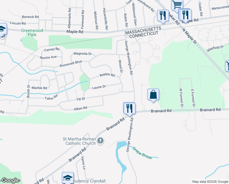 map of restaurants, bars, coffee shops, grocery stores, and more near 18 Till Street in Enfield