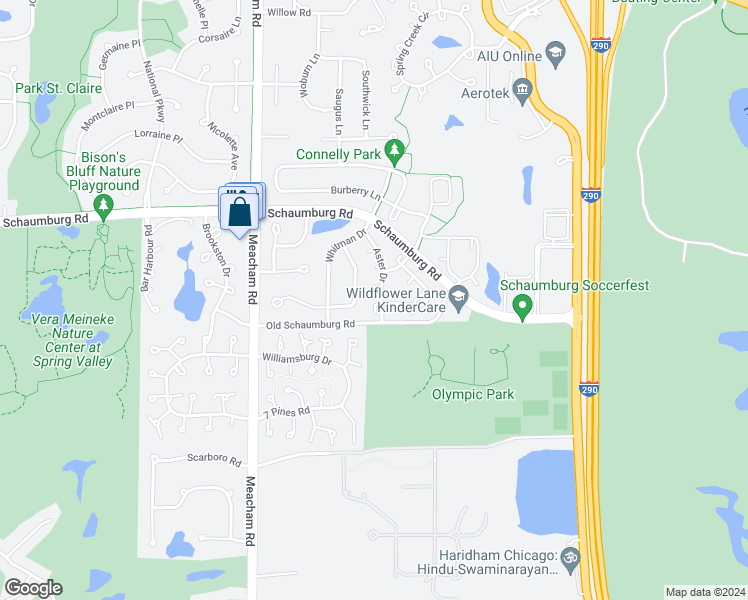 map of restaurants, bars, coffee shops, grocery stores, and more near 1565 Stevens Drive in Schaumburg