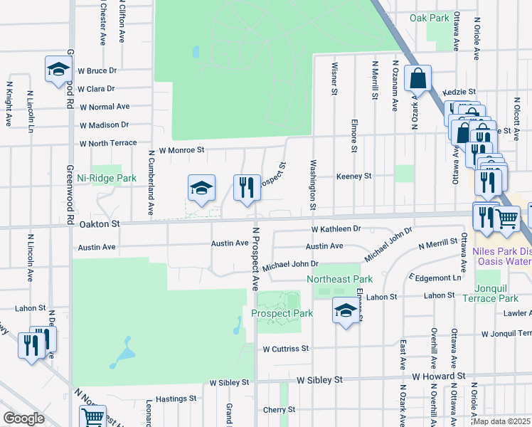 map of restaurants, bars, coffee shops, grocery stores, and more near in Niles