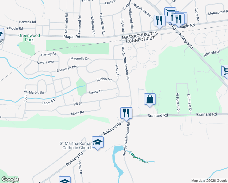 map of restaurants, bars, coffee shops, grocery stores, and more near 18 Till Street in Enfield