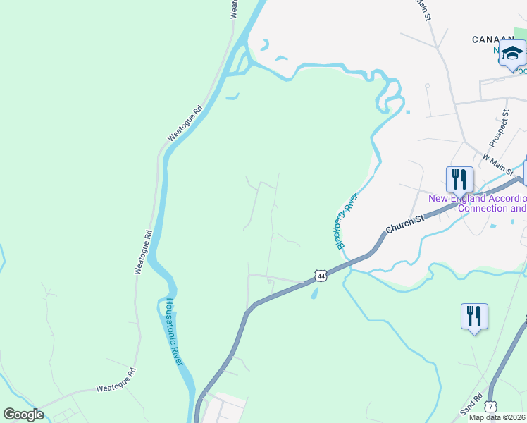 map of restaurants, bars, coffee shops, grocery stores, and more near 39 Highland Lane in Canaan