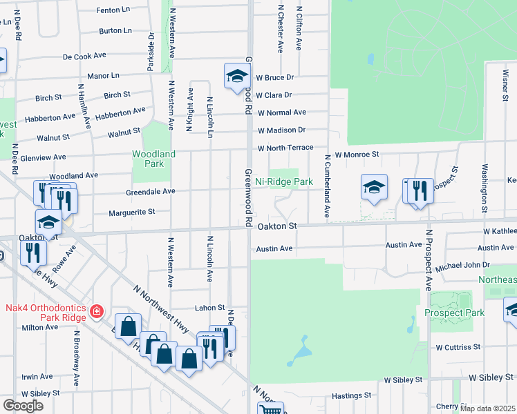 map of restaurants, bars, coffee shops, grocery stores, and more near in Niles