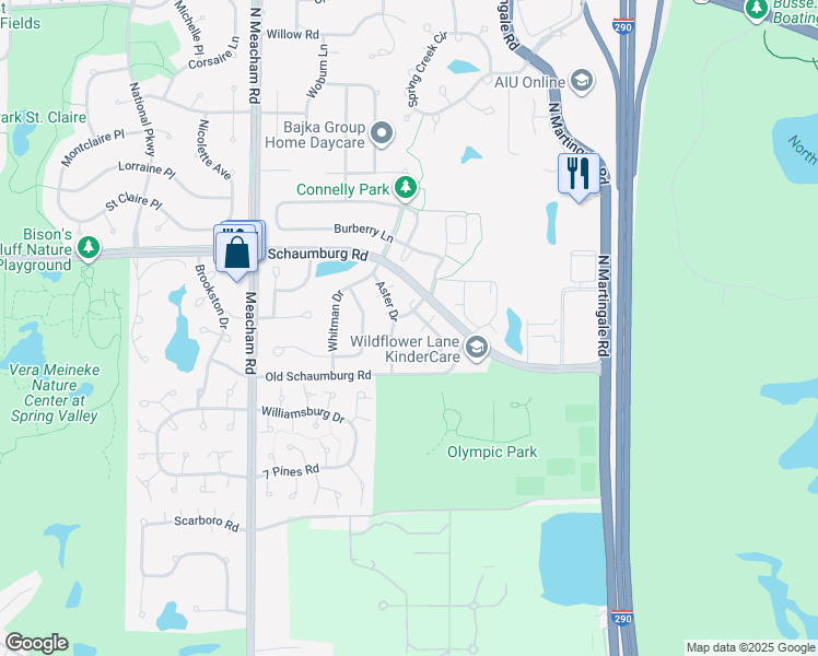map of restaurants, bars, coffee shops, grocery stores, and more near 16f Lincoln Meadows Drive in Schaumburg