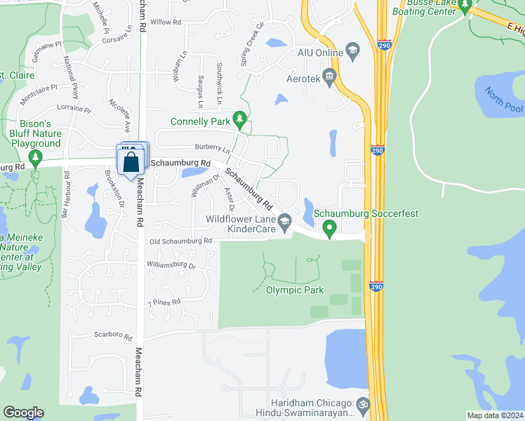 map of restaurants, bars, coffee shops, grocery stores, and more near 1701 Buttonwood Circle in Schaumburg