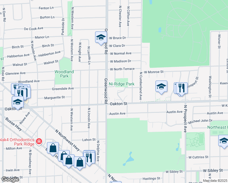 map of restaurants, bars, coffee shops, grocery stores, and more near in Niles