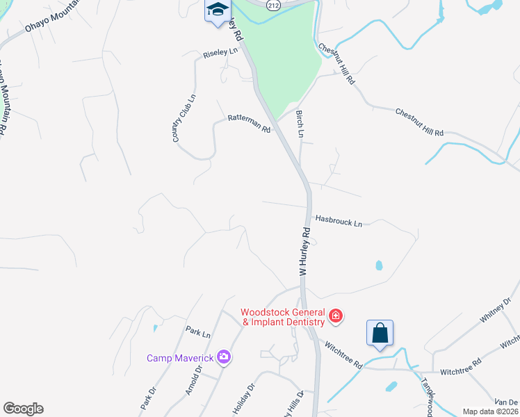 map of restaurants, bars, coffee shops, grocery stores, and more near 25 Snow Ridge in Woodstock