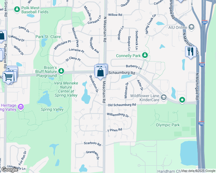 map of restaurants, bars, coffee shops, grocery stores, and more near 66 Egg Harbour Court in Schaumburg
