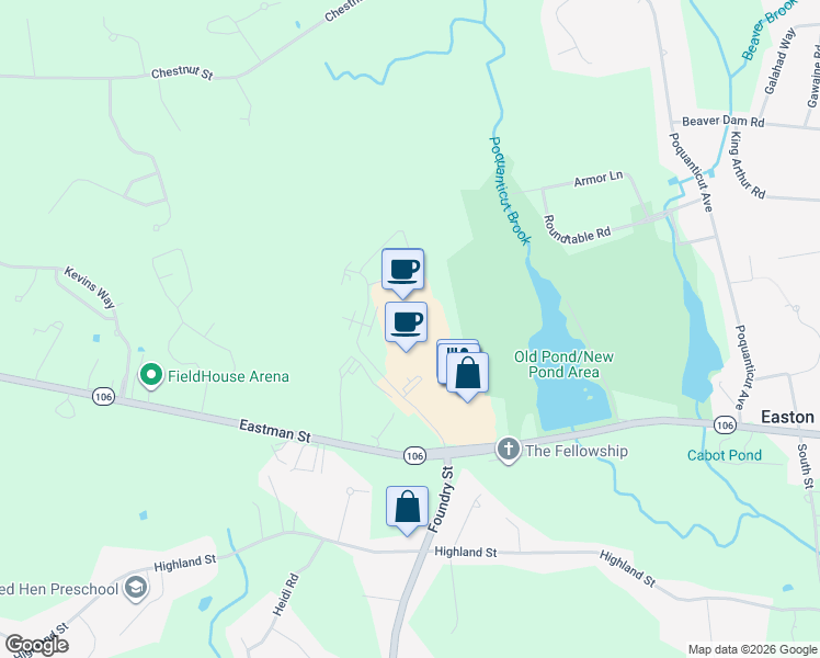 map of restaurants, bars, coffee shops, grocery stores, and more near 41 Robert Drive in Easton