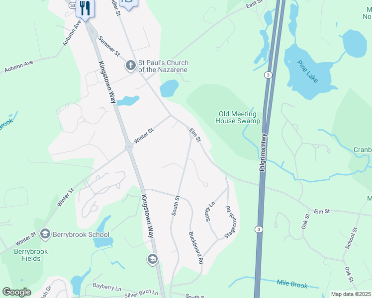 map of restaurants, bars, coffee shops, grocery stores, and more near 228 South Street in Duxbury