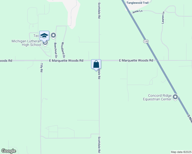 map of restaurants, bars, coffee shops, grocery stores, and more near 5010 Scottdale Road in St. Joseph