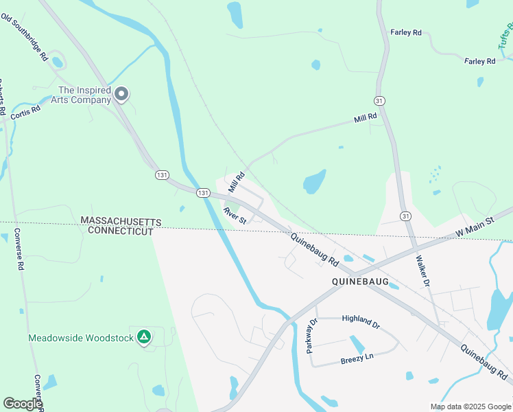 map of restaurants, bars, coffee shops, grocery stores, and more near 31 Quinebaug Road in Dudley