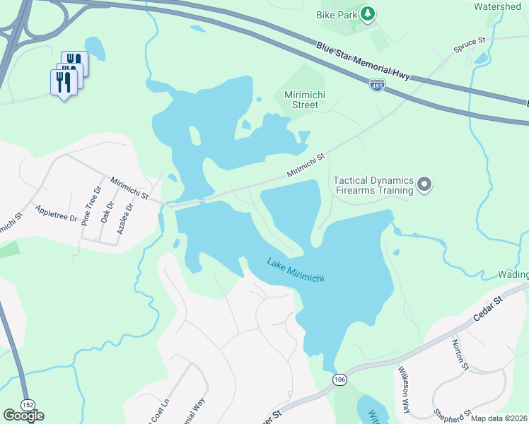 map of restaurants, bars, coffee shops, grocery stores, and more near 22 Treasure Island Road in Plainville