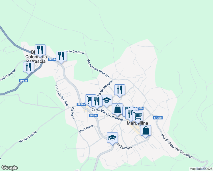 map of restaurants, bars, coffee shops, grocery stores, and more near 19 Via Montesanto in Città metropolitana di Roma Capitale