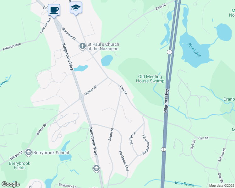 map of restaurants, bars, coffee shops, grocery stores, and more near 228 South Street in Duxbury