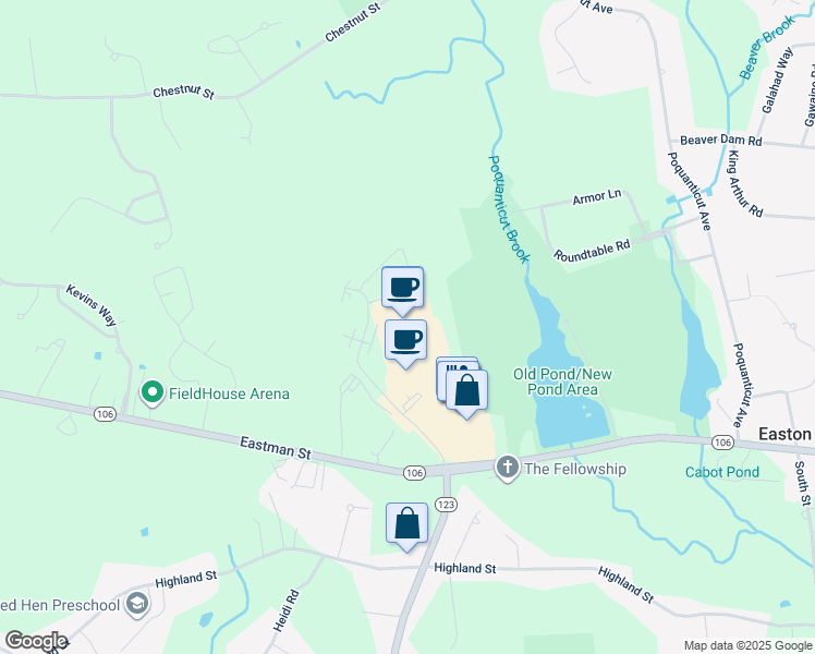 map of restaurants, bars, coffee shops, grocery stores, and more near 41 Robert Drive in Easton