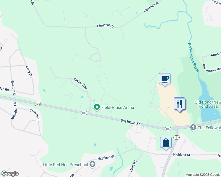 map of restaurants, bars, coffee shops, grocery stores, and more near 19 Kathleen Grant Road in Easton