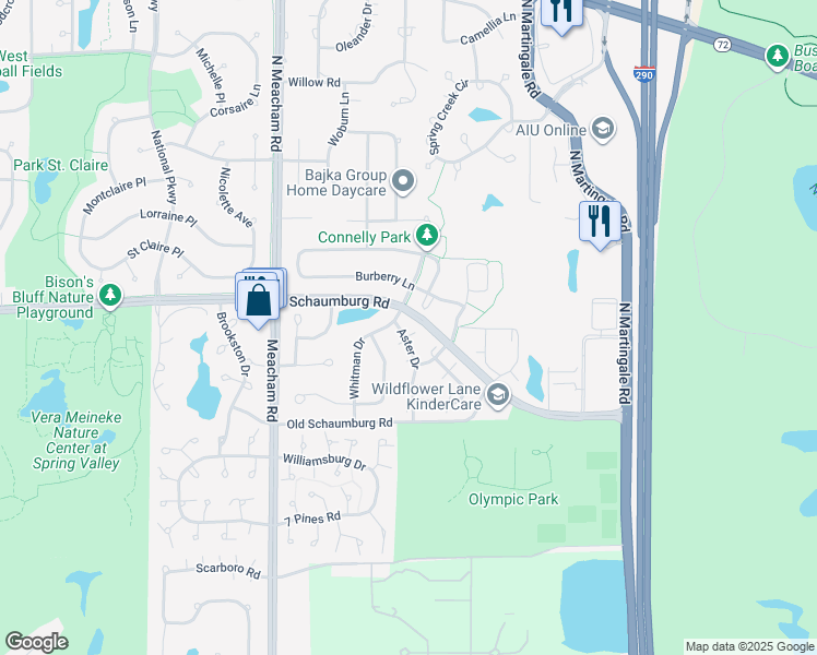 map of restaurants, bars, coffee shops, grocery stores, and more near 2 Whitman Drive in Schaumburg